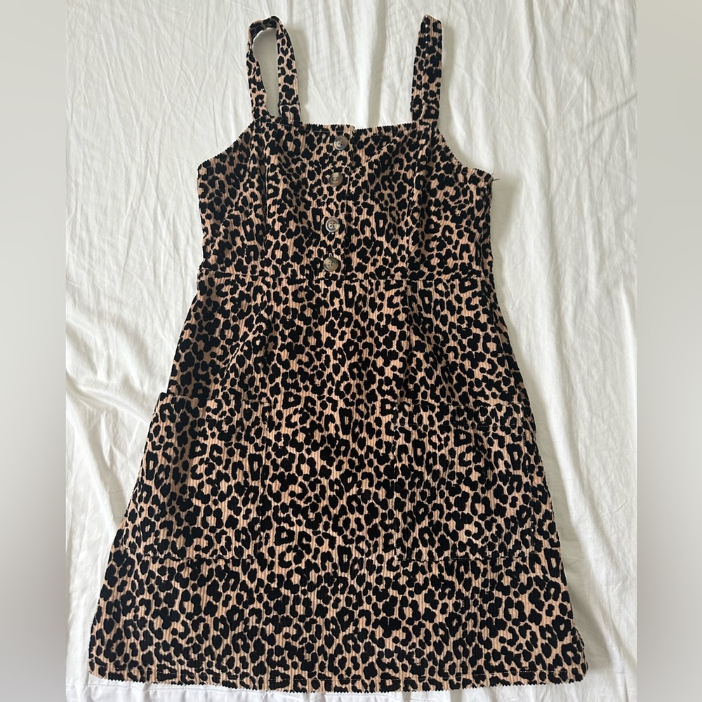 American Eagle Velvet Leopard Overall Dress
